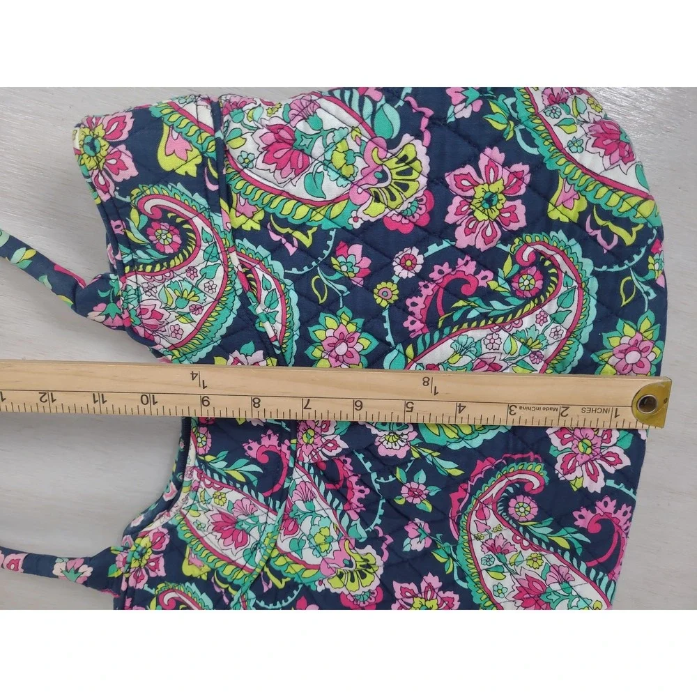 Vera Bradley Quilted Cotton Paisley Floral Tote Bag Navy Pink Green Shoulder Bag